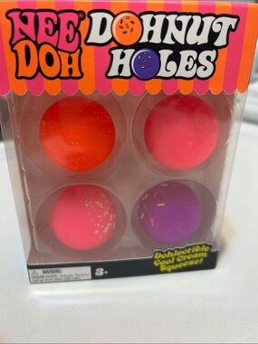 Donut Holes Kids Squishy Toy Pack - Bright Orange, Pink, Purple